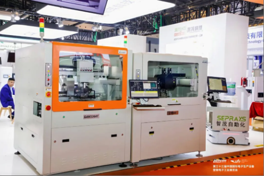 全自动铣刀PCB分板机+自动分拣摆盘机+AGV搬运自动化线体展示